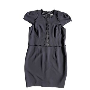 Lucian Matis‎ Black Beaded Lace Panel Cocktail Dress Size 8 Luxury Timeless $988